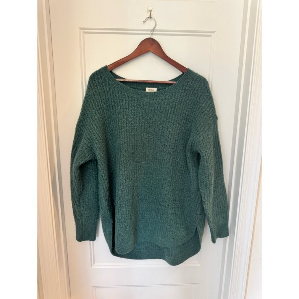 UpWest Comfy Curved Hem Crewneck Sweater - Mallard Green - Size L (oversized)